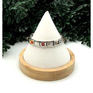 Italian Stainless Steel Charm Bracelet With Religious & Symbolic Charms Expandab